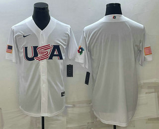 Mens USA Baseball 2023 White World Baseball Blank Classic Replica Stitched Jerseys